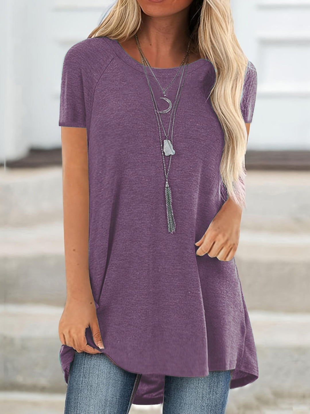 Daye | Lässiges Longline Crew Neck T-Shirt
