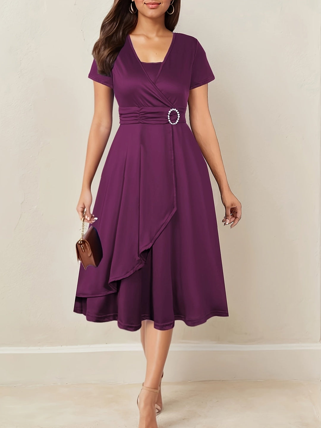 Jaxine | Elegantes Abendkleid mit Strass-V-Ausschnitt