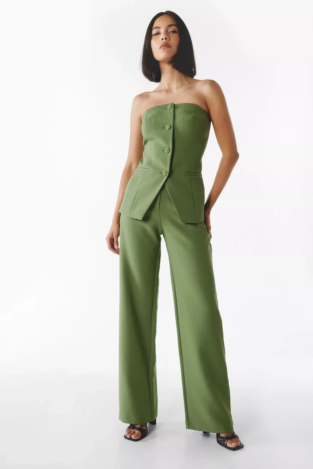 Kaeli | Strapless Zweiteiliges Set mit Knöpfen