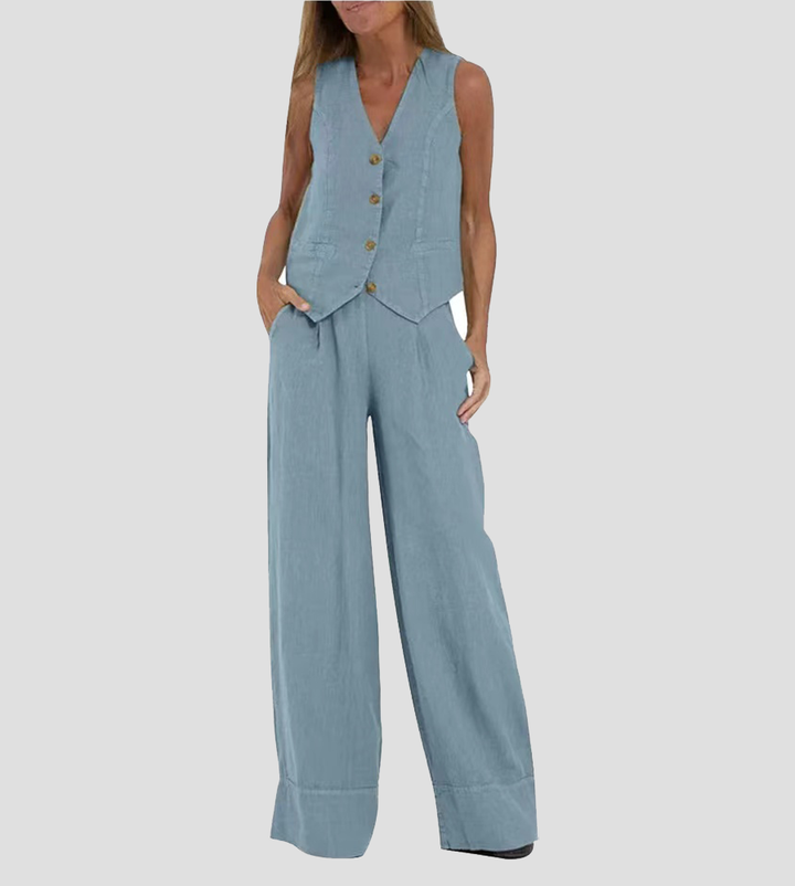 Elle | Weste und weite Hose Set