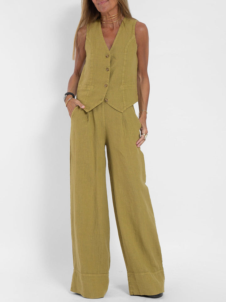 Elle | Weste und weite Hose Set