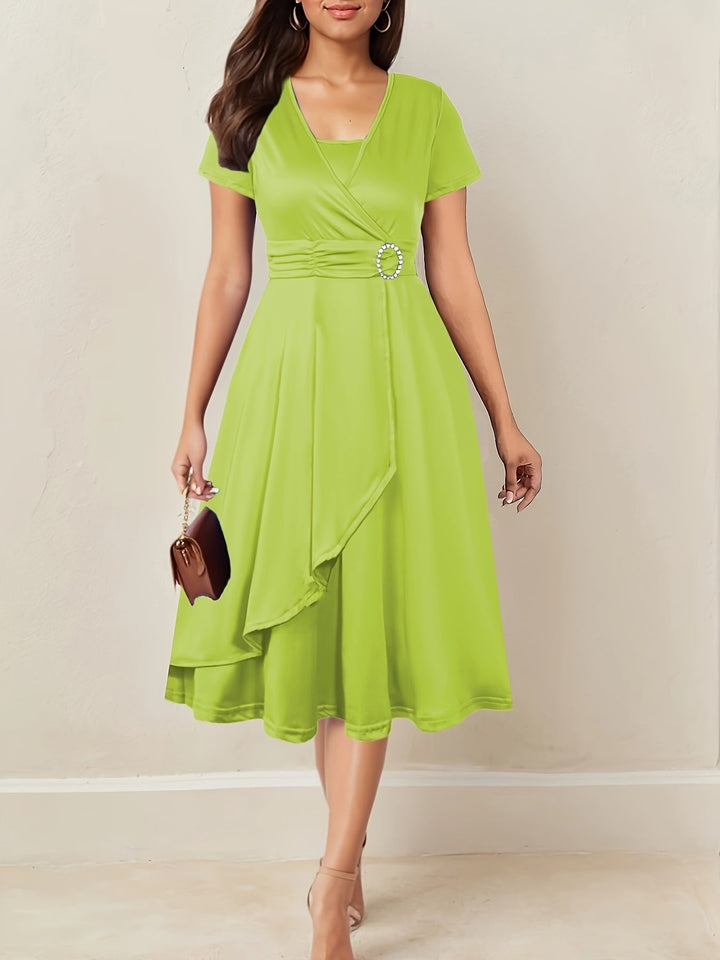 Jaxine | Elegantes Abendkleid mit Strass-V-Ausschnitt