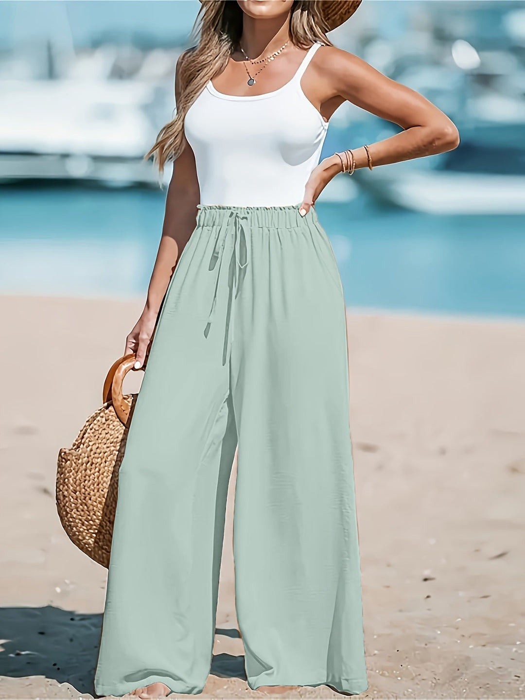 Ava | Atmungsaktive weite Hose mit Hoher Taille