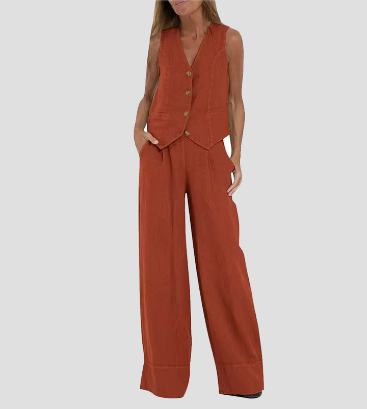 Elle | Weste und weite Hose Set