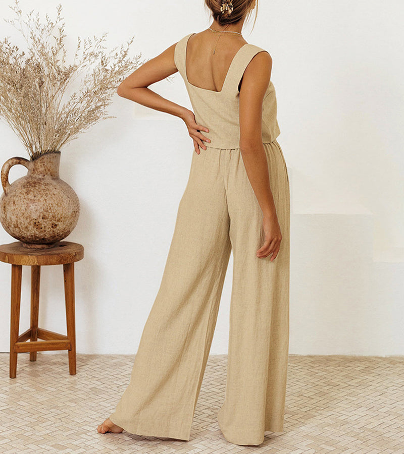 Penny | Set aus minimalistischem Oberteil und weit geschnittener Hose