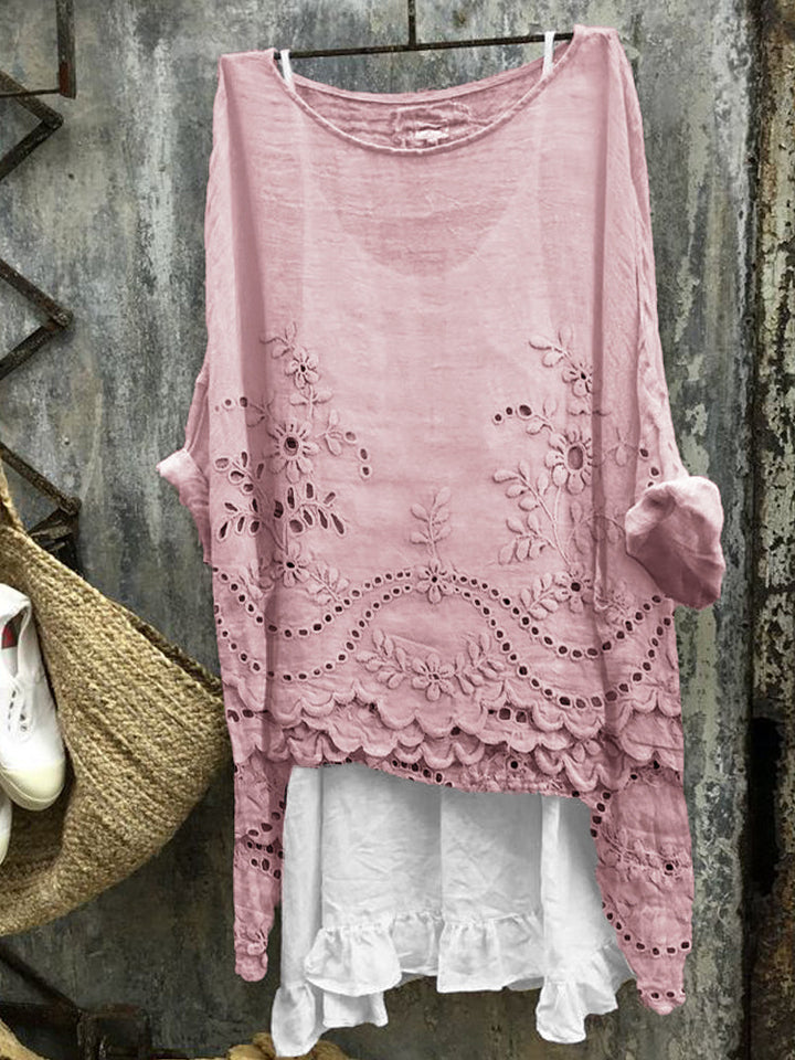 Roxana | Bluse mit Doppel-Saum-Druck