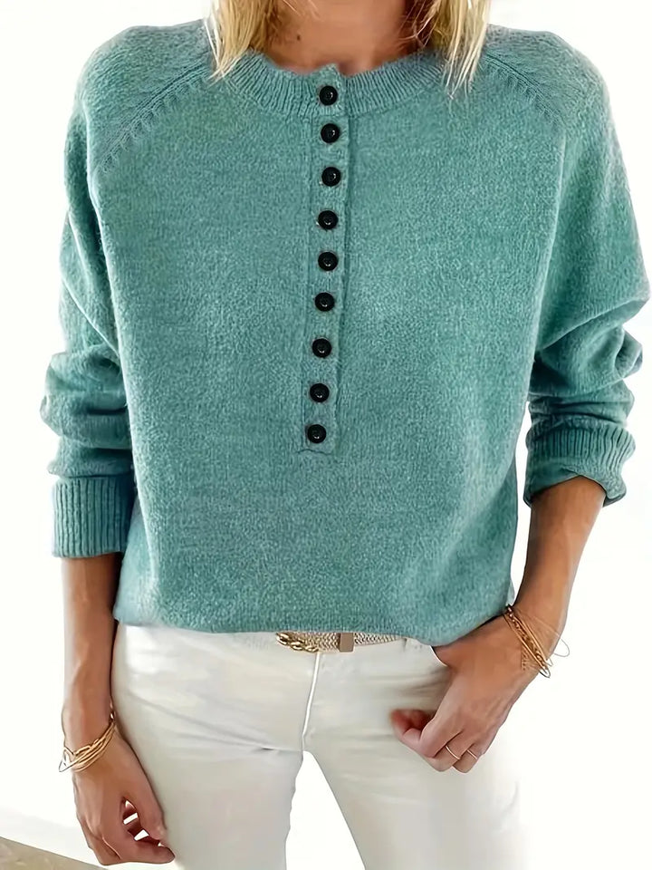 Caroline - Solider Pullover Mit Halber Knopfleiste