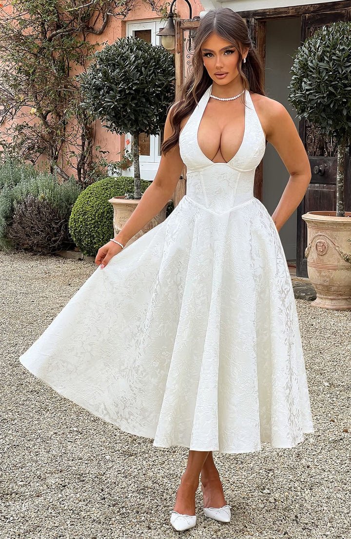 Nyla | Elegantes Besticktes Ärmelloses Kleid mit Tiefem V-Ausschnitt