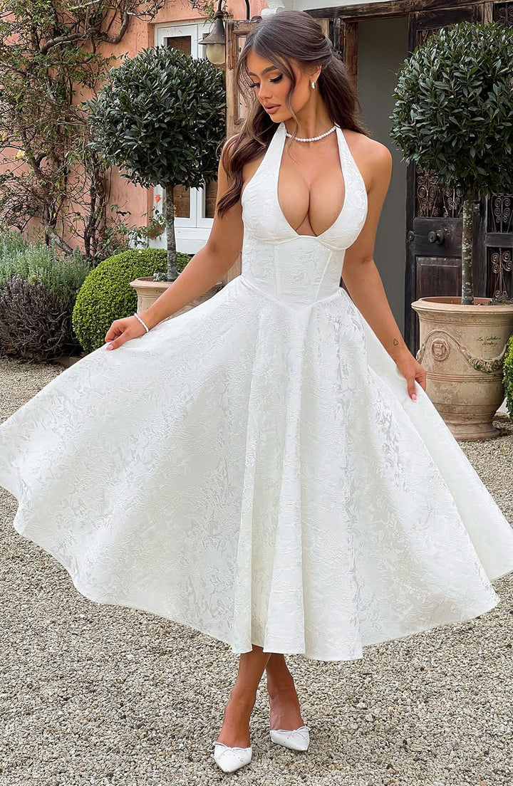 Nyla | Elegantes Besticktes Ärmelloses Kleid mit Tiefem V-Ausschnitt