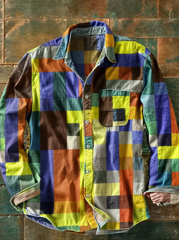 Luke | Buntes Langarmhemd mit Taschen