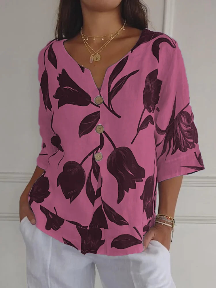 Shine | Florale Knopfleistenbluse