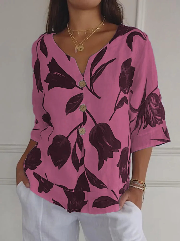 Shine | Florale Knopfleistenbluse