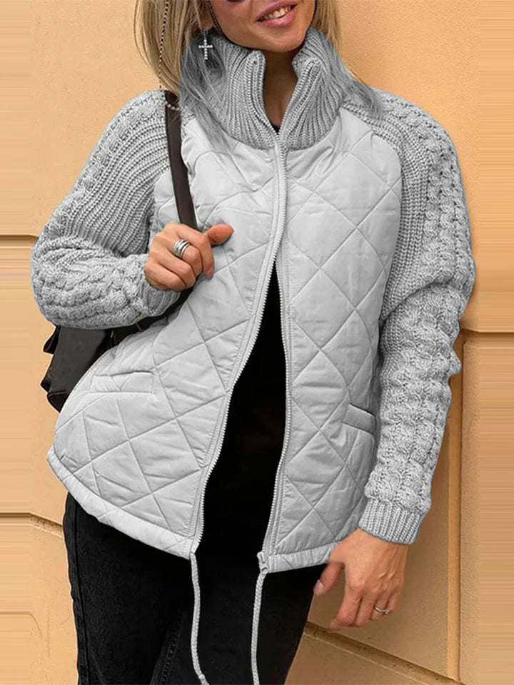Belina | Weiche Patchwork-Jacke mit Reißverschluss für den Herbst