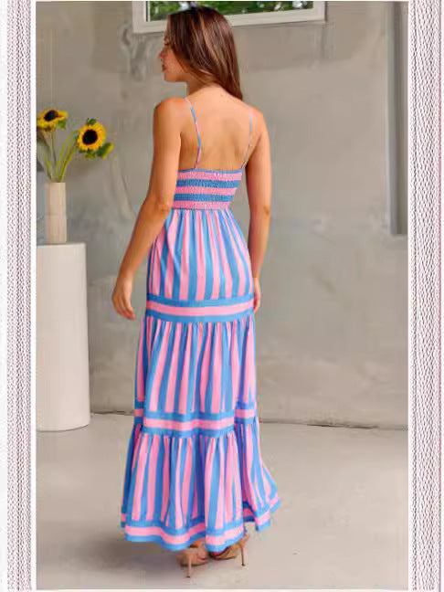 Marites | Gestreiftes Maxikleid mit Trägern
