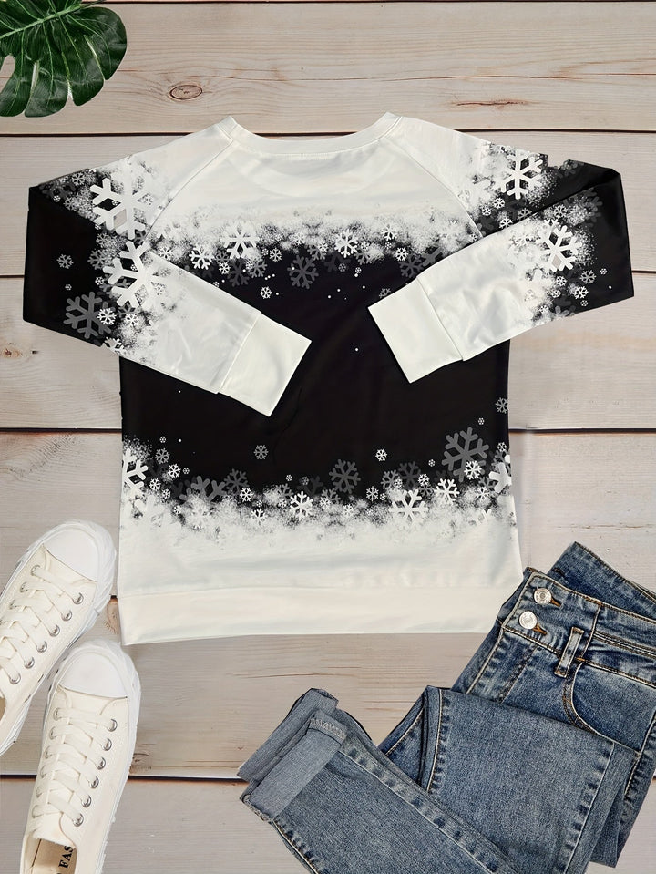 Nelie | Warmes Winter Top Mit Schneekatzen Print