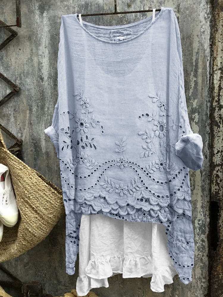 Roxana | Bluse mit Doppel-Saum-Druck