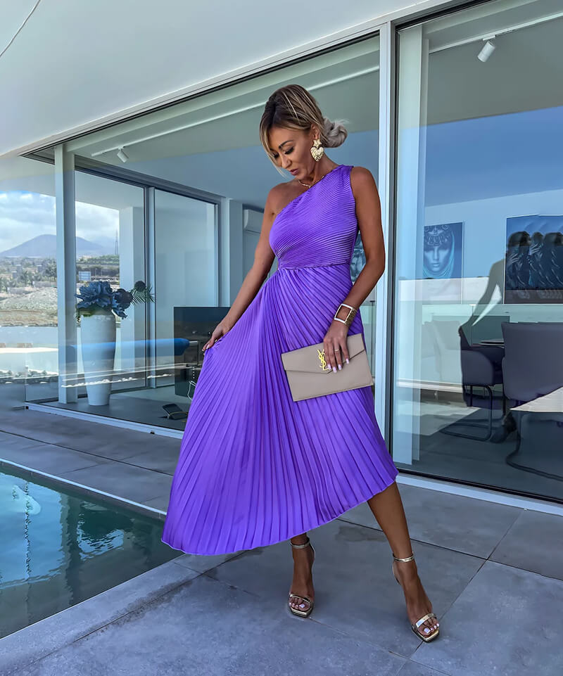 Harlene | Elegantes Midi-Kleid mit einem Schulterträger