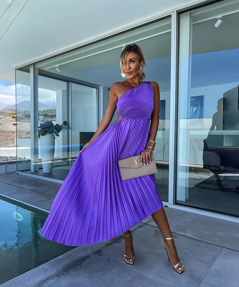 Harlene | Elegantes Midi-Kleid mit einem Schulterträger