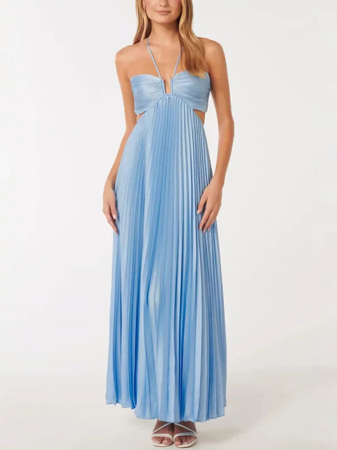Nihla | Sommerglanz Halter Maxi Kleid