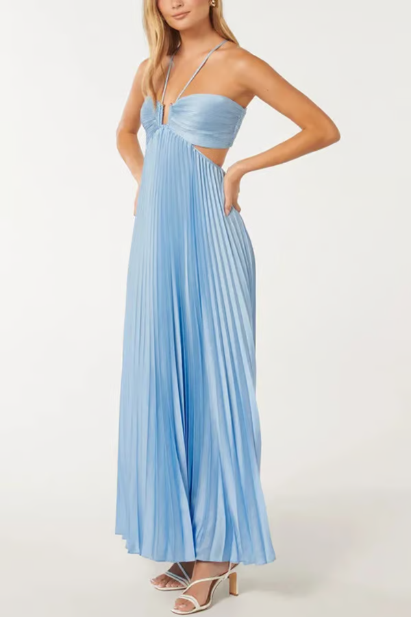 Nihla | Sommerglanz Halter Maxi Kleid