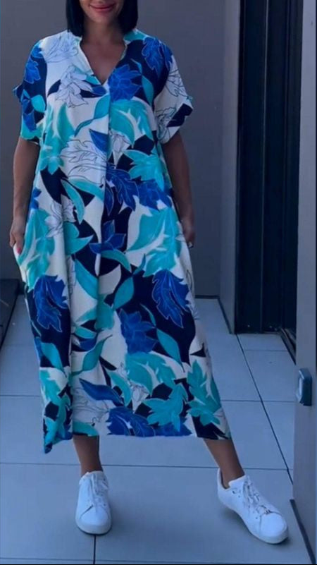Nica | Geblümtes Midikleid mit V-Ausschnitt
