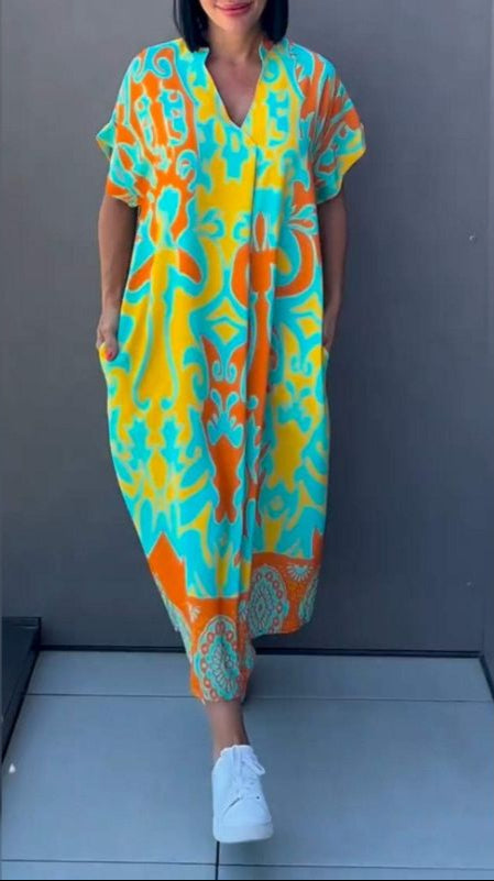 Nica | Geblümtes Midikleid mit V-Ausschnitt