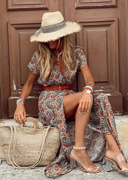 Feeney | Elegantes Bohemian Maxikleid