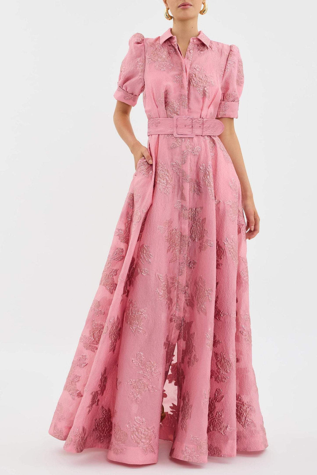 Hillary | Retro-Pink Revers-Hochbundkleid