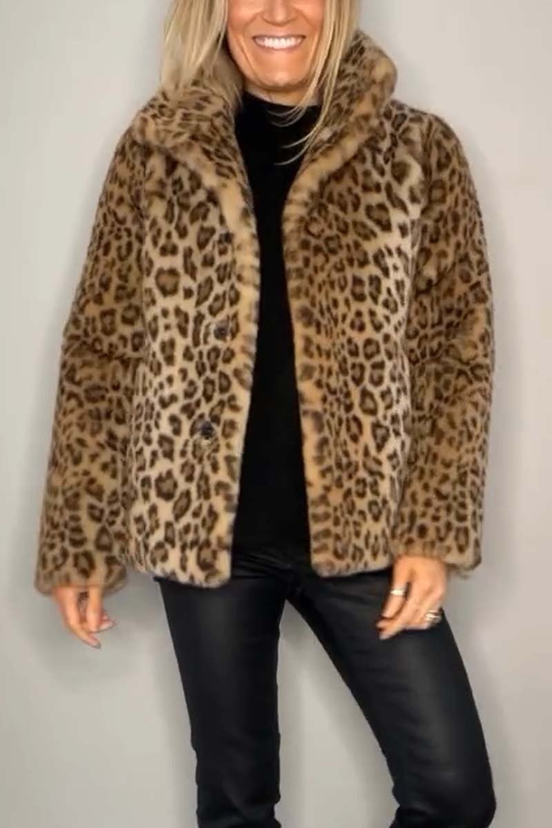 Valentina | Klassischer Damen Wintermantel mit Leopardenmusterter