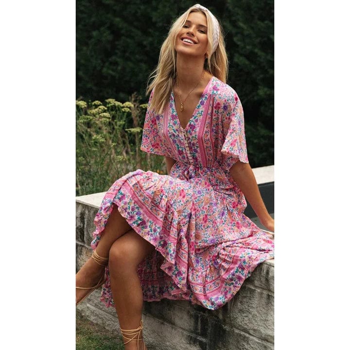 Sage | Landhaus Ibiza Stil Kleid Lang