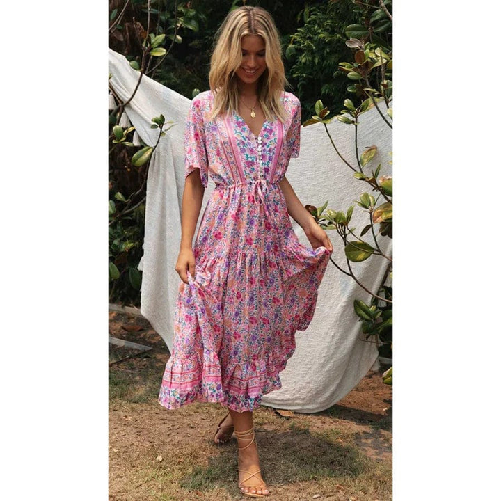 Sage | Landhaus Ibiza Stil Kleid Lang