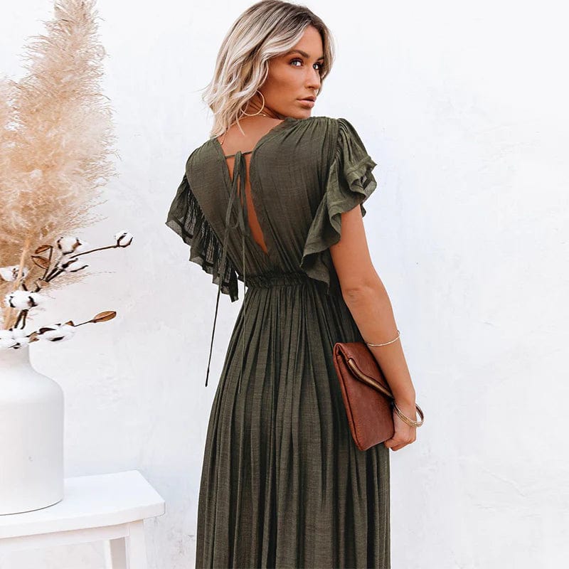 Nataly | Maxi Dunkelgrüne Ibiza Kleid