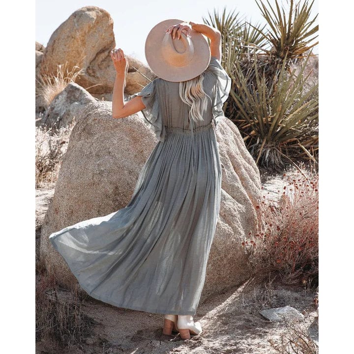 Alexia | Maxi Grün/Graue Ibiza Kleid