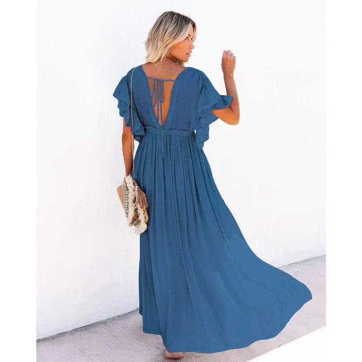 Saylor | Maxi Marineblaue Ibiza Strandkleid