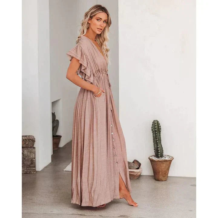 Carly | Maxi Taupe Ibiza Kleid