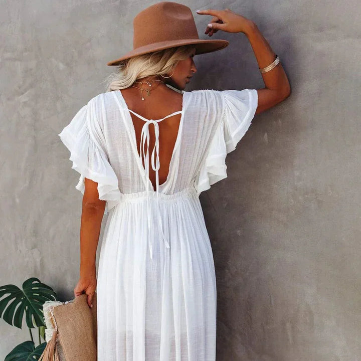 Dafney | Maxi Weiße Strandkleid