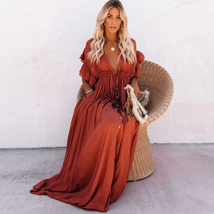 Tatiana |  Rote Lange Strandkleid