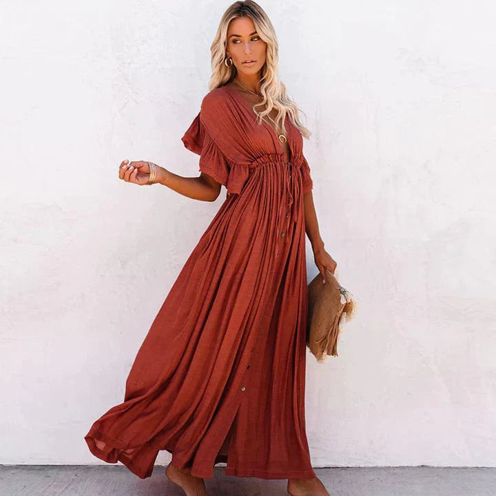 Tatiana |  Rote Lange Strandkleid