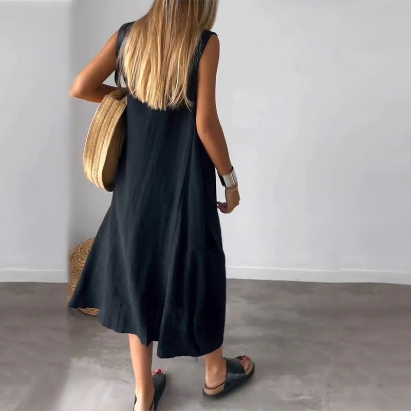 Casey | Lässiges ärmelloses Kleid mit Taschen