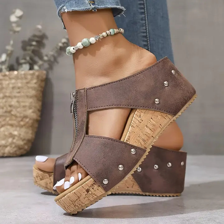 Carmen | Orthopädische Keilsandalen mit offener Zehenpartie