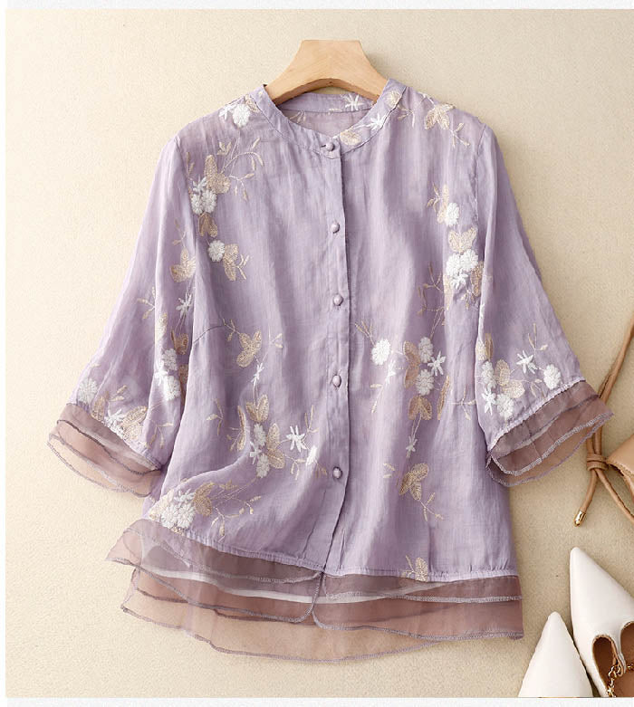 Tilly | Schicke Bluse mit gestickten Akzenten