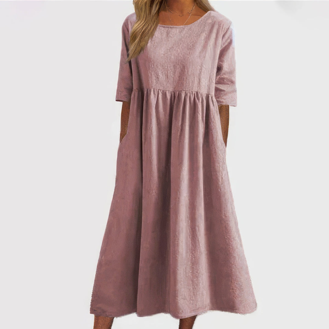 Adalyne | kleid mit Rundhalsausschnitt und Taschen