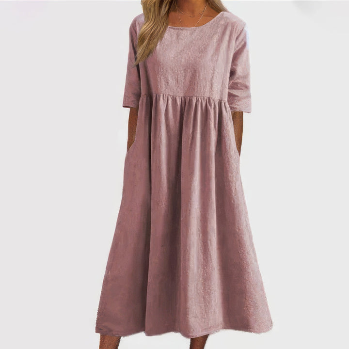 Adalyne | kleid mit Rundhalsausschnitt und Taschen