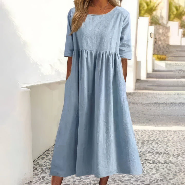 Adalyne | kleid mit Rundhalsausschnitt und Taschen