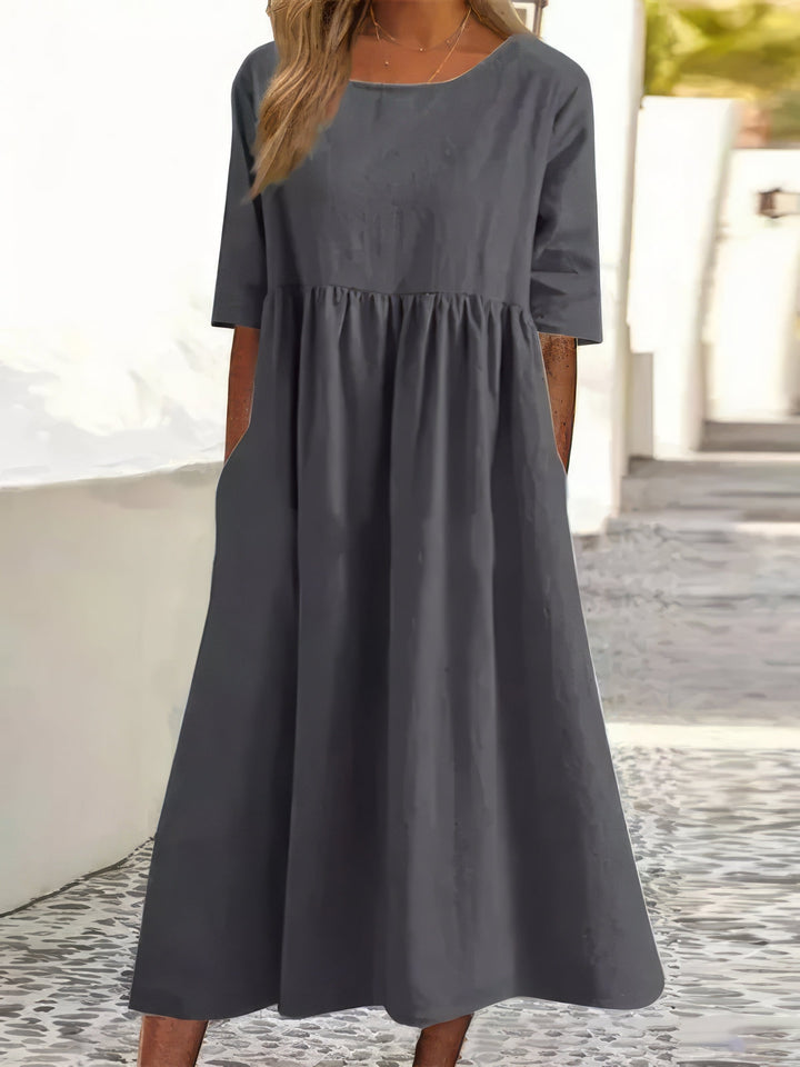 Adalyne | kleid mit Rundhalsausschnitt und Taschen
