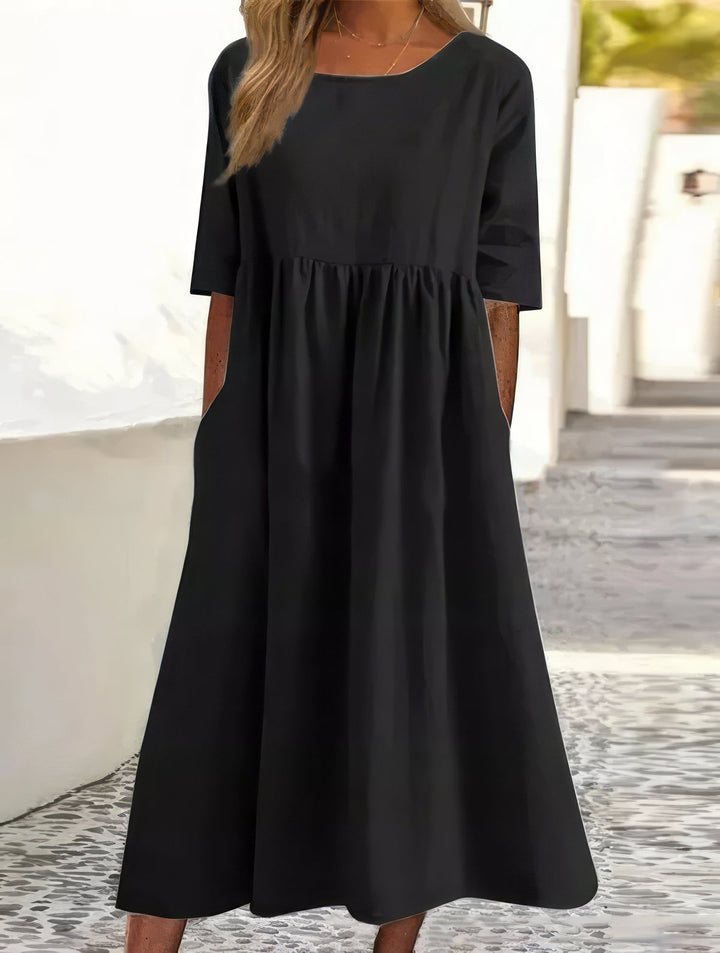 Adalyne | kleid mit Rundhalsausschnitt und Taschen