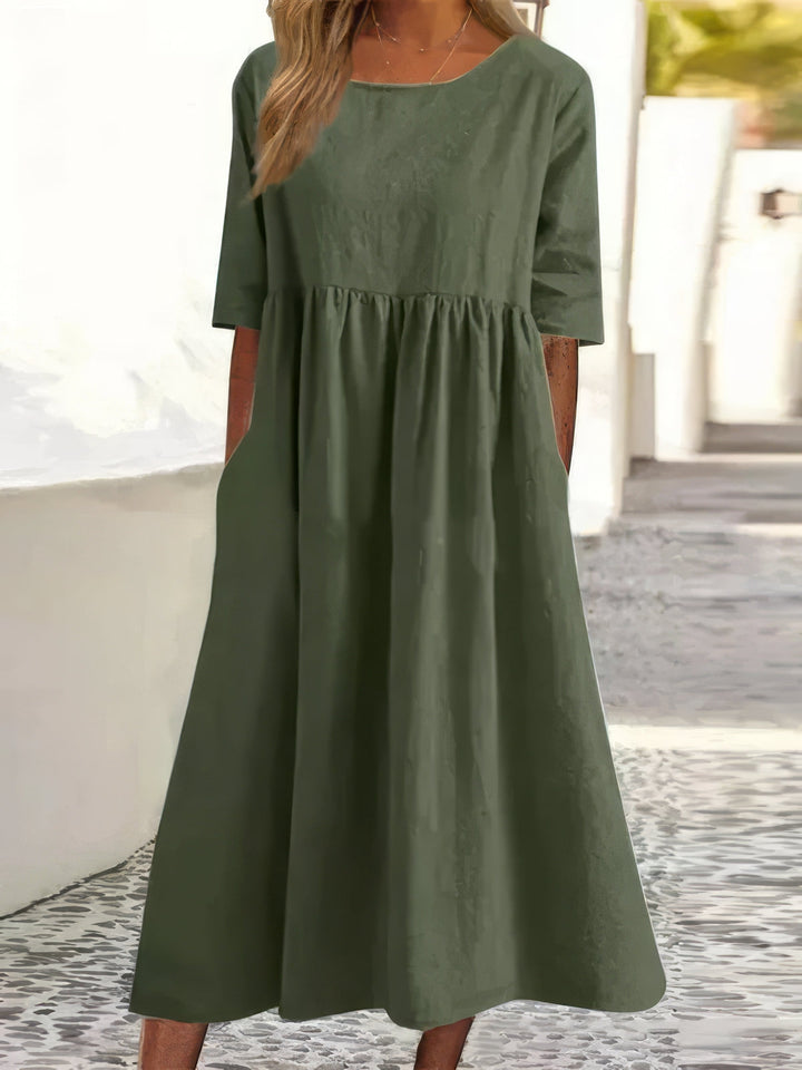 Adalyne | kleid mit Rundhalsausschnitt und Taschen