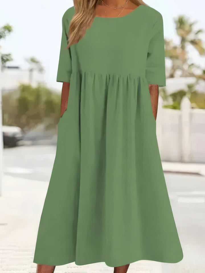 Adalyne | kleid mit Rundhalsausschnitt und Taschen