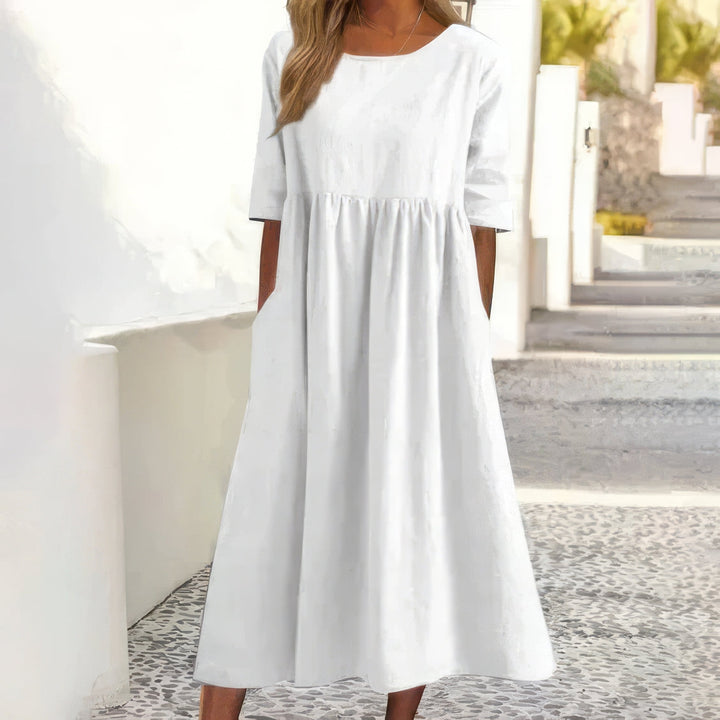 Adalyne | kleid mit Rundhalsausschnitt und Taschen