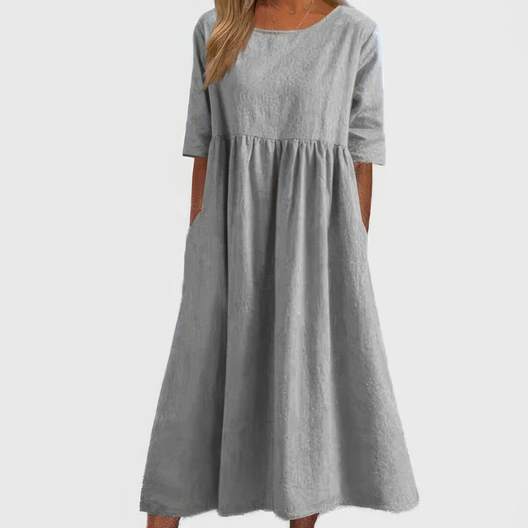 Adalyne | kleid mit Rundhalsausschnitt und Taschen